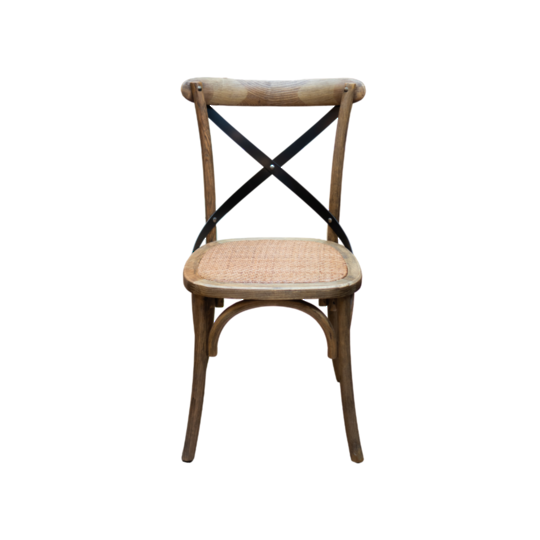 Porto Oak Metal Cross Chair with Rattan Seat